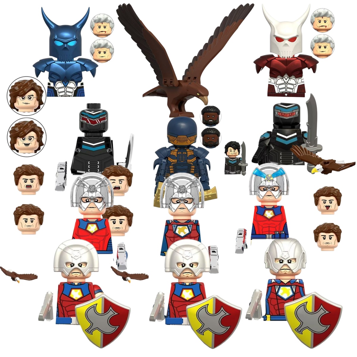 Lego Minifigure Holder - SuicideSquad Peacemaker Blue Dragon White Dragon